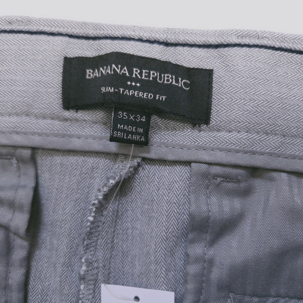 Banana Republic Grey Chevron Slim Tapered Fit Dress Pants 35x34 NWT - Picture 3 of 15